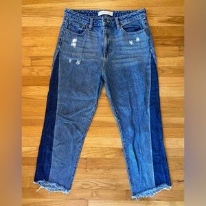 HIDDEN JEANS Tracey Two-Tone Frayed Hem High Rise Straight Crop Size 30